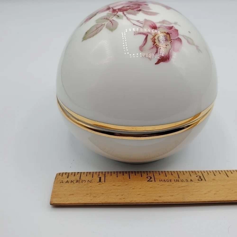 Gerold Porzellan Floral Egg Trinket‎ Box Porcelain Vintage West Germany